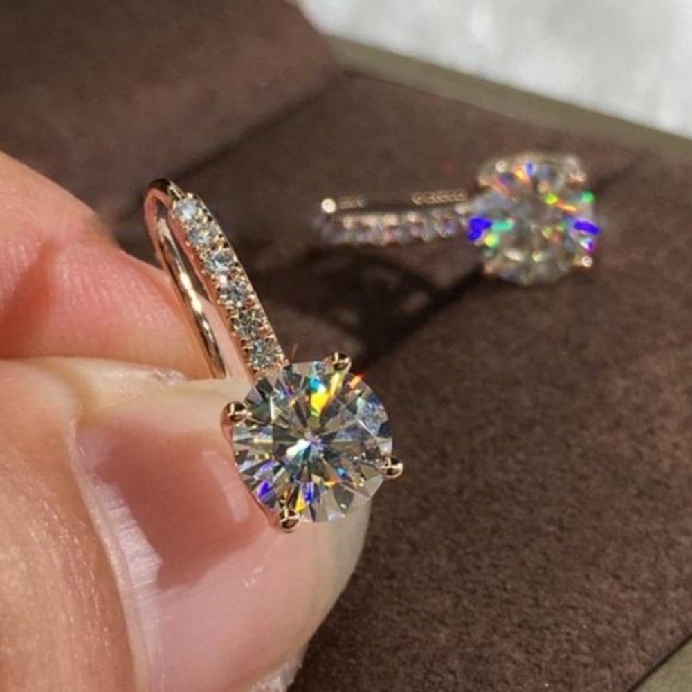 NEW 18K Rose Gold Diamond Drop, cute Drop, nice Drop - Picture 1 of 4